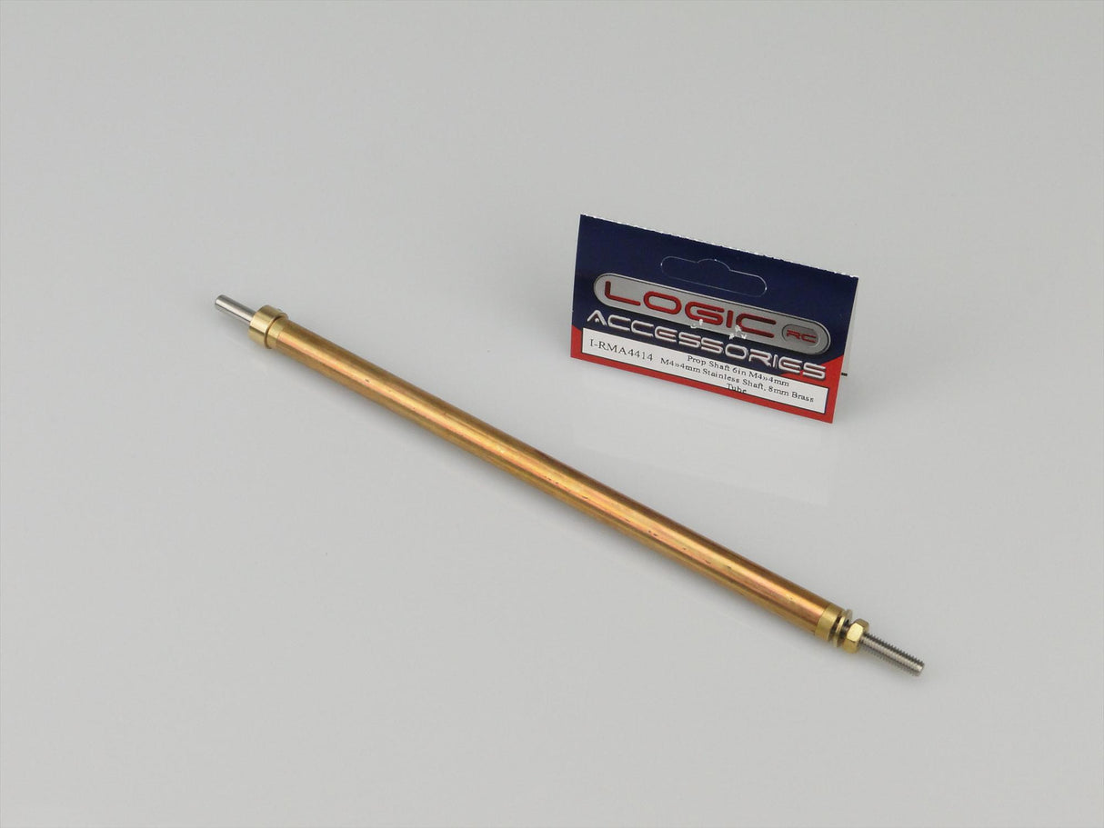 Prop Shaft 6in M4/4mm Stainless Shaft 8mm dia Brass Tube