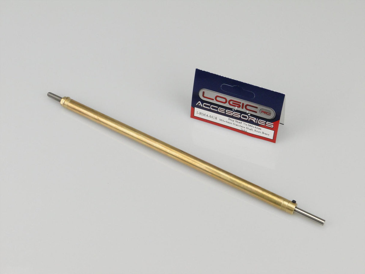 Prop Shaft 7in M4/4mm Stainless Shaft 8mm dia Brass Tube