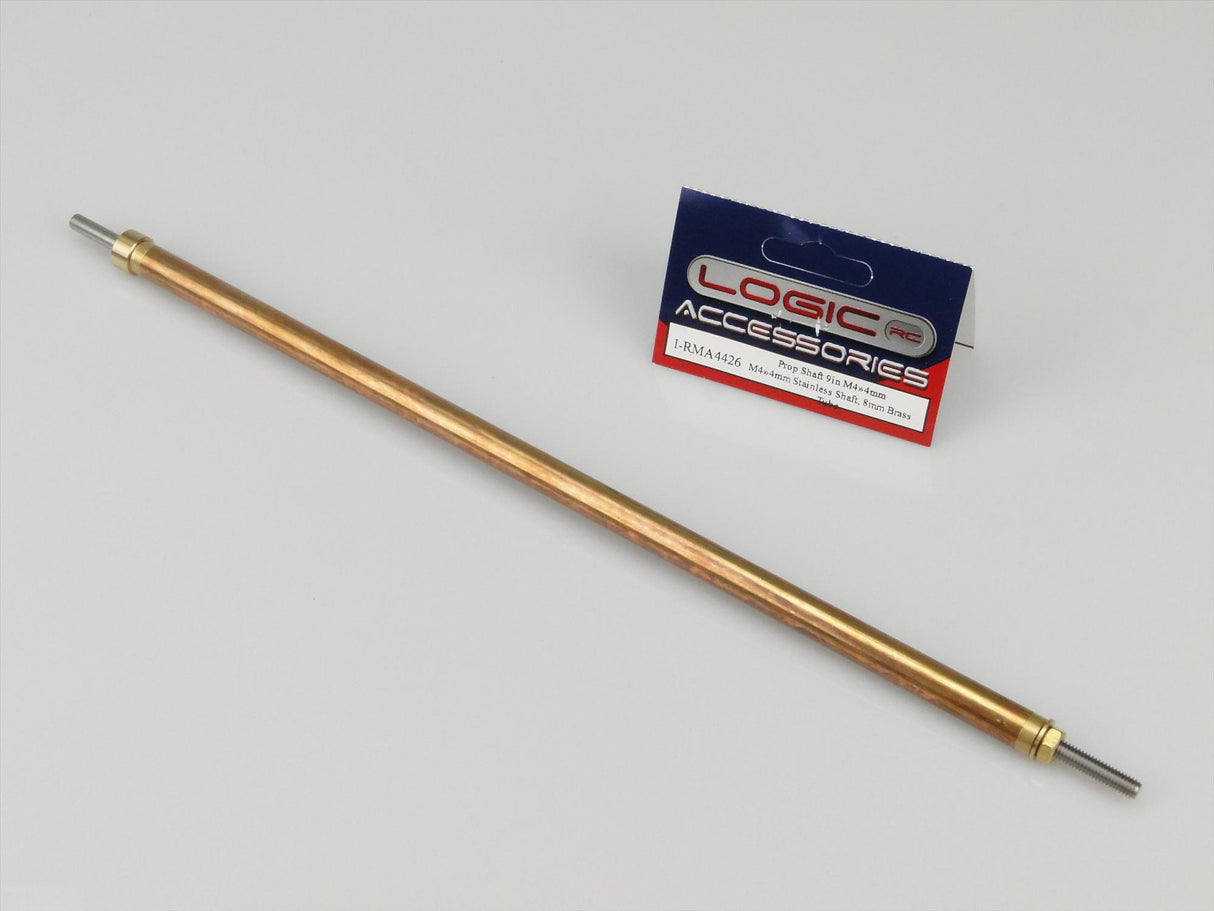 Prop Shaft 9in M4/4mm Stainless Shaft 8mm dia Brass Tube