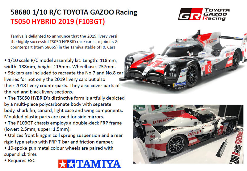 Tamiya Toyota Gazoo Racing TS050 Hybrid 2019 kit