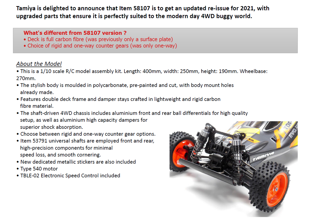 Tamiya 1/10 R/C Top Force Evo Model Kit