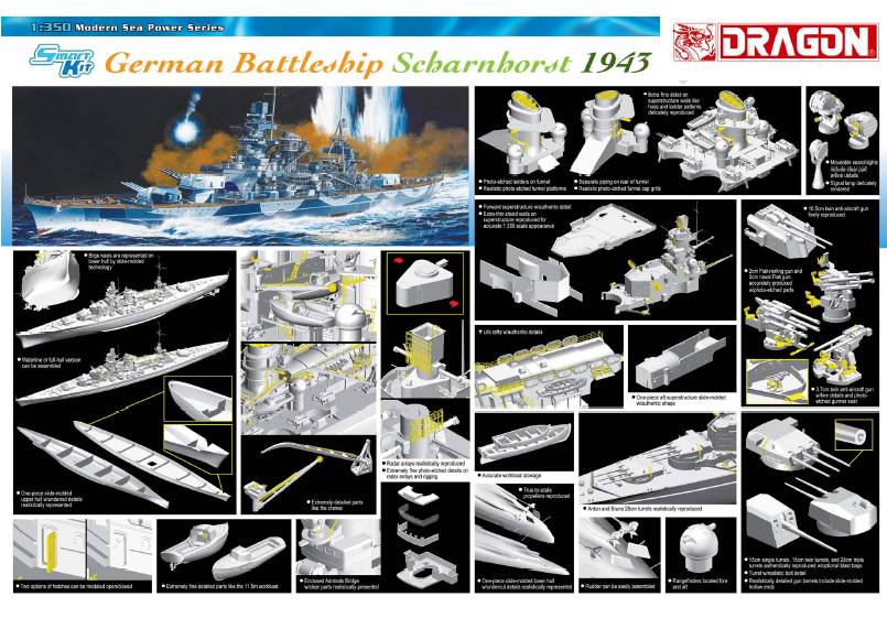 Dragon 1/350 GERMAN BATTLESHIP SCHARNHORST 1040