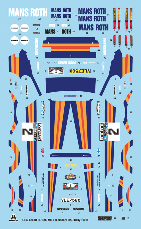 Italeri 1/24 Ford Escort MK.II RS1800 Lombard RAC Rally 3650