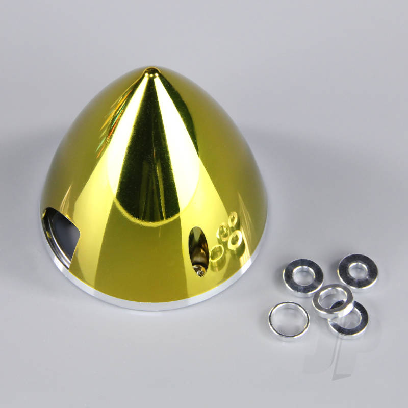 57mm Chrome Yellow Spinner (with Aluminium Back Plate)