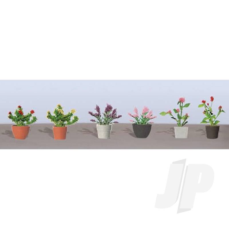 JTT 95565 Assorted Potted Flower Plants 1 HO-Scale (6 pack)