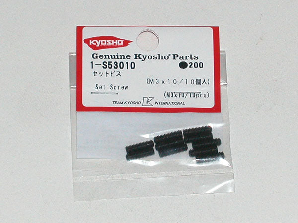 Kyosho METALLIC HEADLESS SET SCREWS 3X10MM (10)