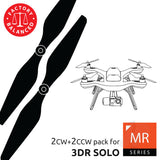 9x4.5 3MR SL 3 Blade Propeller C Set x4 Black Built in Nut for 3DR SOLO