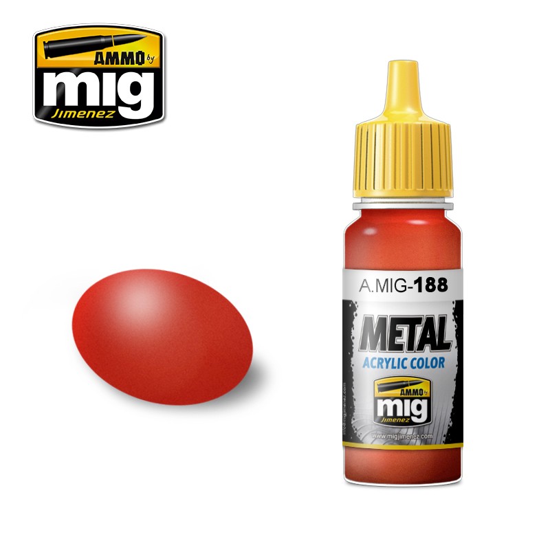 Ammo Mig Jimenez  Metal Acrylic 17ml Paint METALLIC RED
