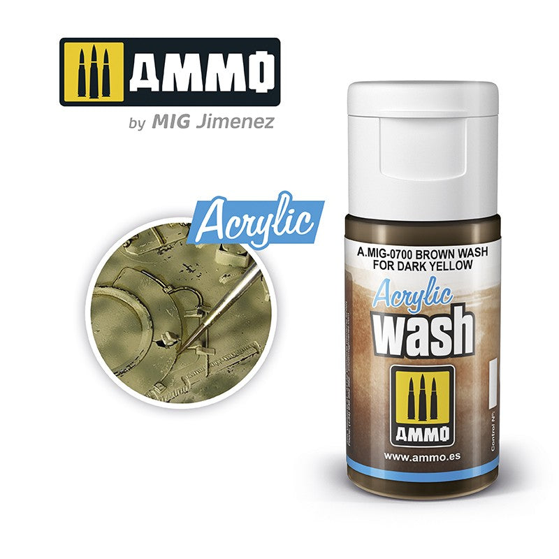 Ammo Acrylic Brown Wash For Dark Yellow MIG0700