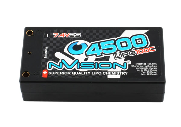 NVision FACTORY PRO SHORTY 4500-100C-7.4V LIPO BATTERY -TUBES (208g)