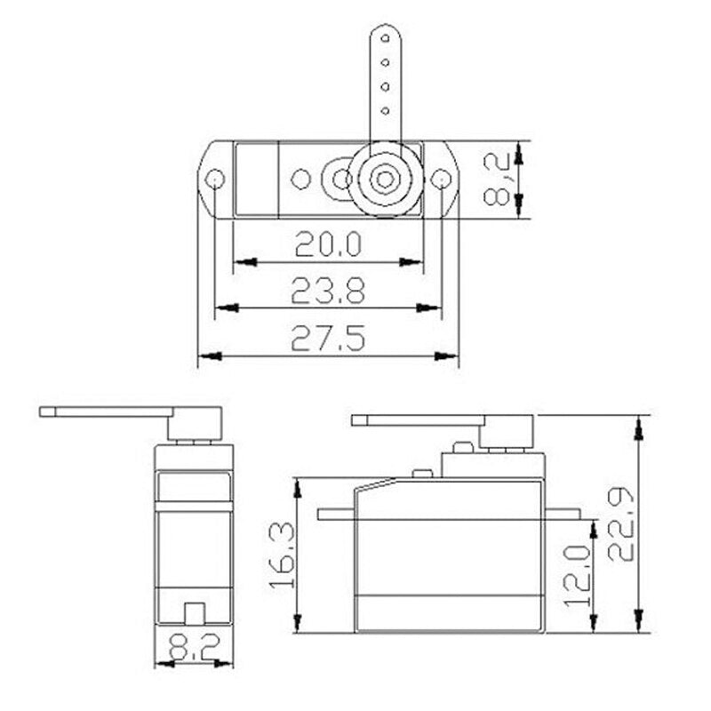 K-Power P0025 0.7kg 0.09 sec Analog 2.5 Gram Ultra Micro Servo Jr plug