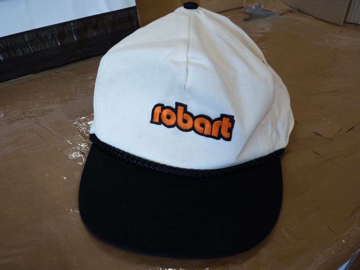 Robart Peaked Cap - White/Black with orange word Robart