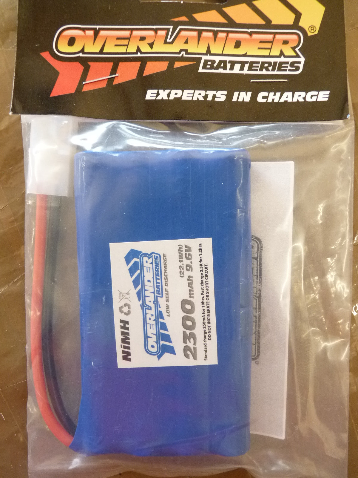 Overlander 9.6v 2300mAh Nimh flat battery with Tamiya style connector