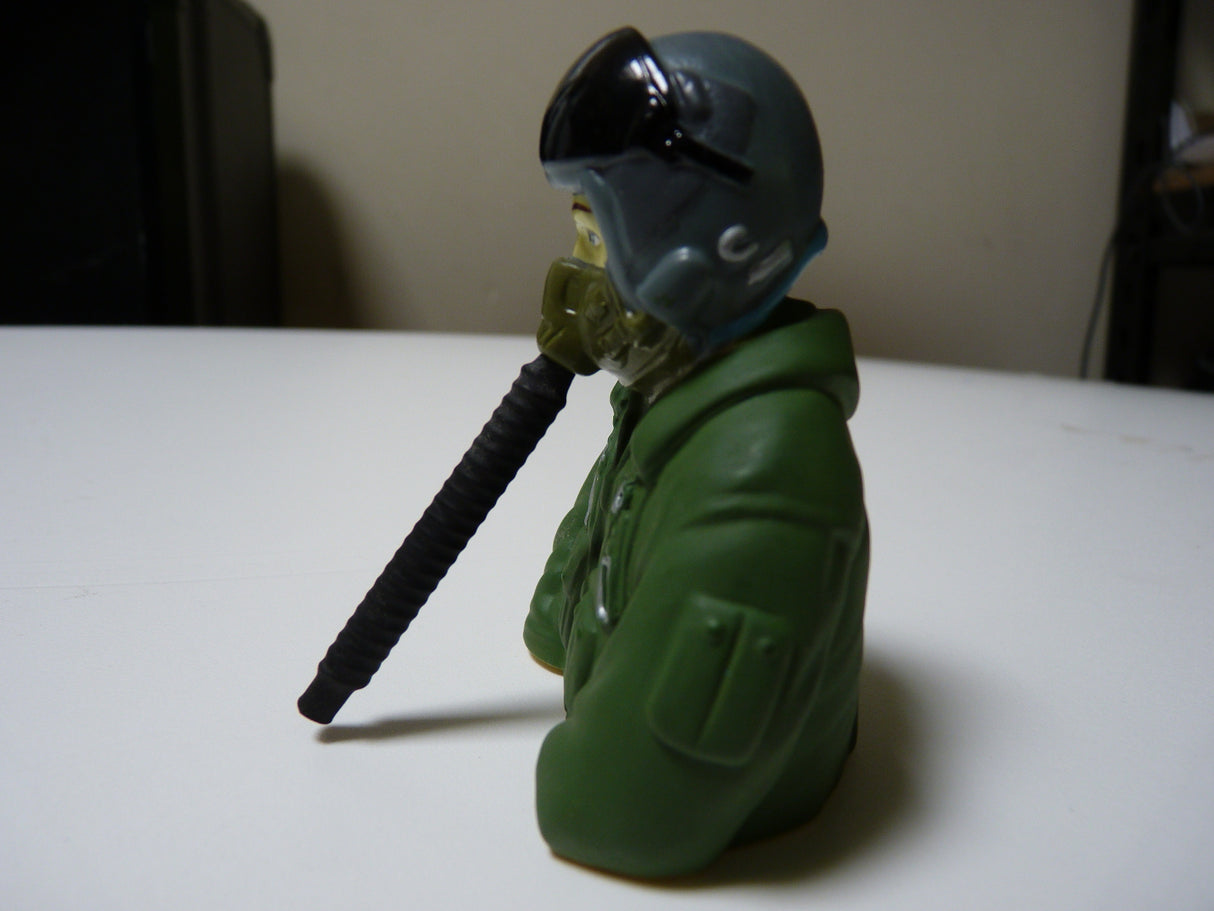 1:7 Scale Jet pilot bust -  Fully Painted In Green Suit With Mask and Hose