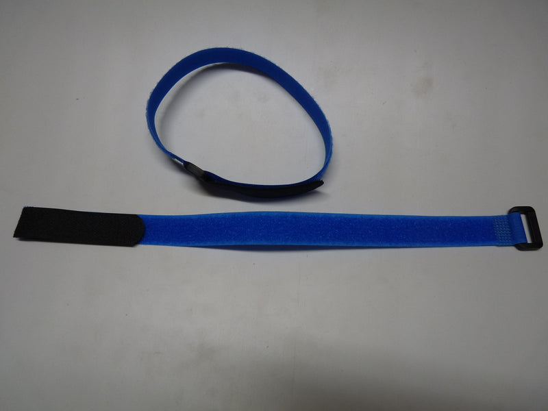 Two Velcro 400mm long 2mm wide Battery Straps Blue