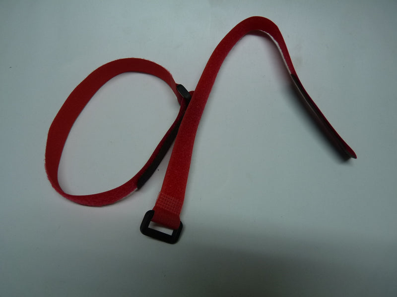 Two Velcro 400mm long 2mm wide Battery Straps Red