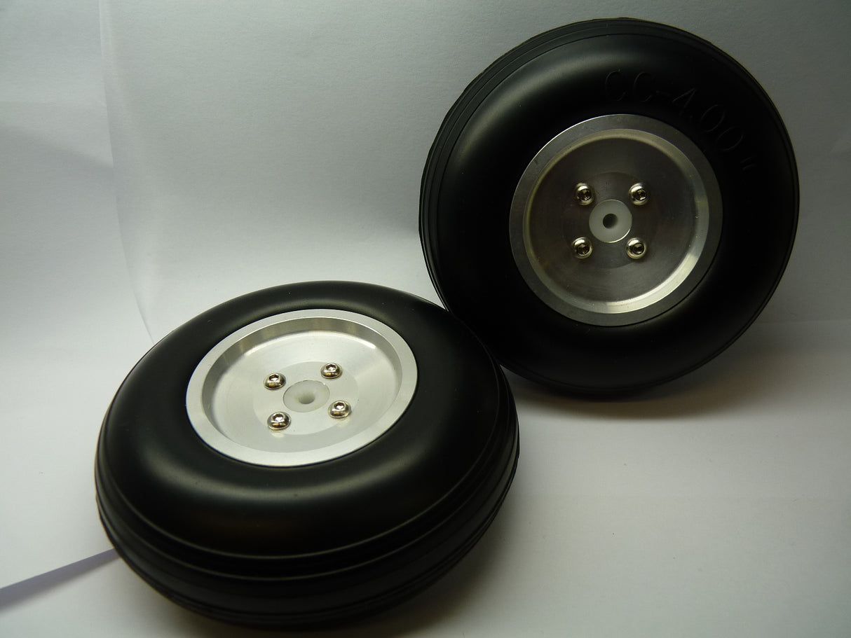 Light Weight Treaded PU Wheel w/Al hub 91g 4 inch 100mm Pair