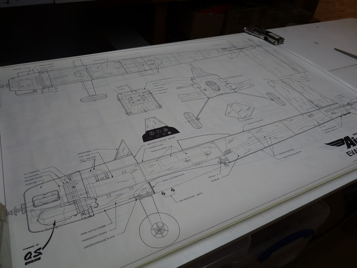 Airsail Evans Volksplane 1290mm span for .20-.35 motors Spare Plans