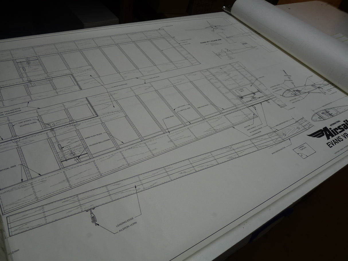 Airsail Evans Volksplane 1290mm span for .20-.35 motors Spare Plans