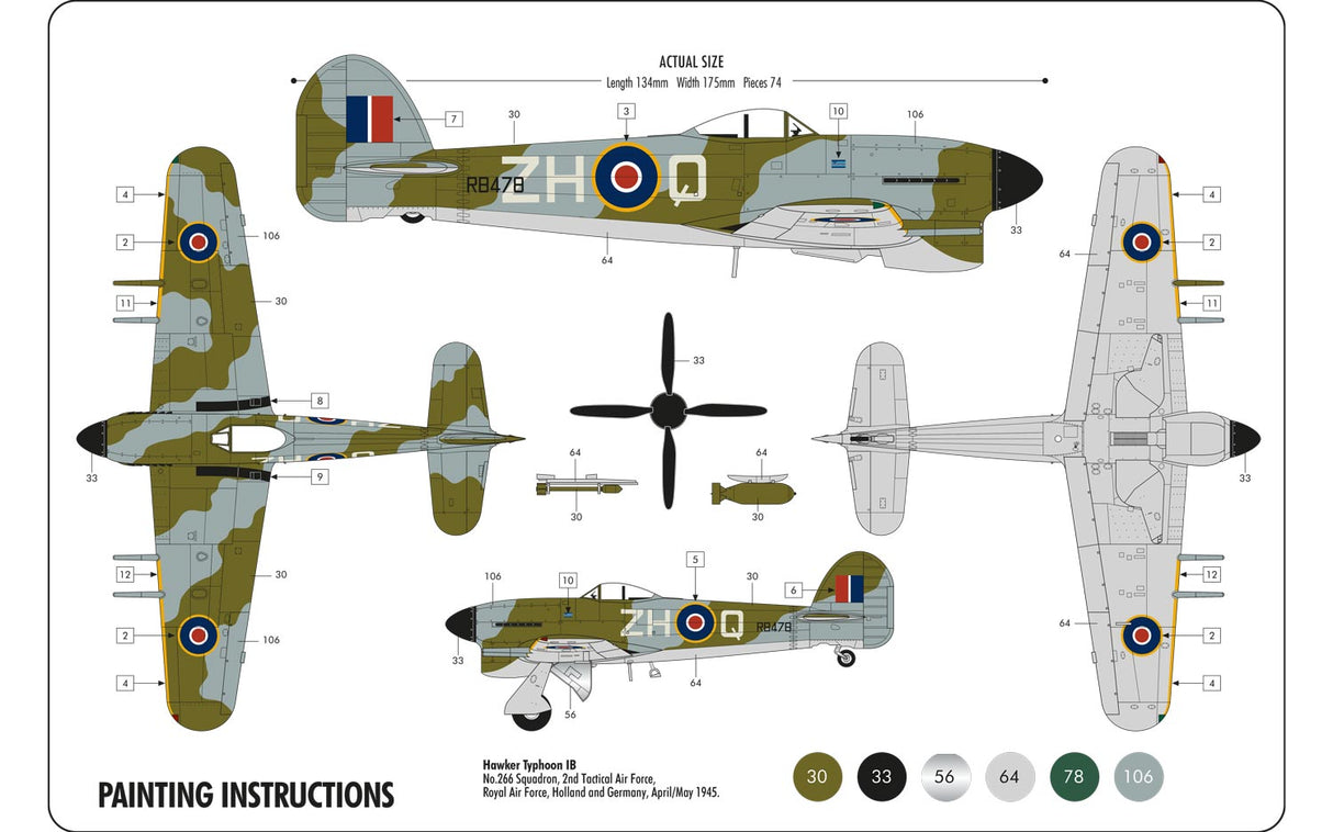 Airfix 1/72 Hawker Typhoon Mk.Ib Starter Set A55208A