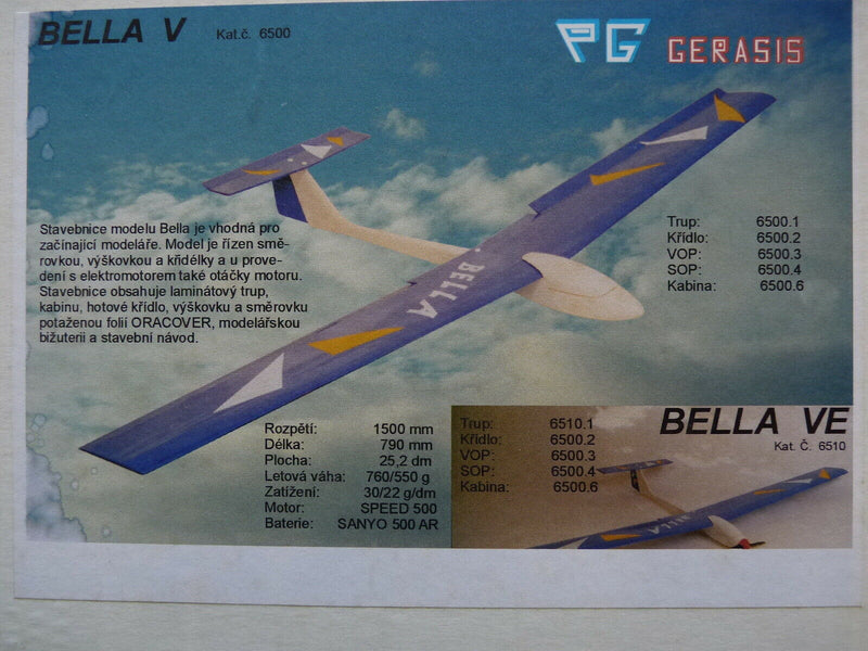 Bella VE Radio Control Electric Glider Model 1500mm ARF 6510
