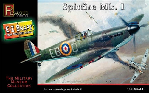 Plastic Kit Pegasus Hobbies 1:48 Scale Spitfire Mk I Ez Snapz Kit PKPG8410