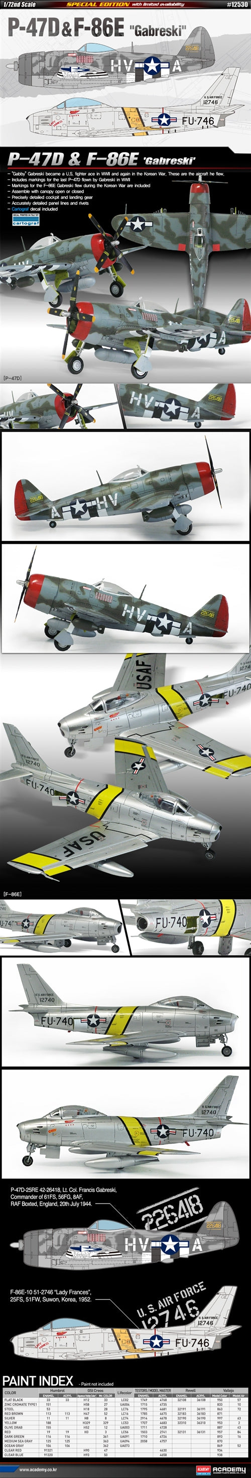 P-47D & F-86E Gabreski 1:72