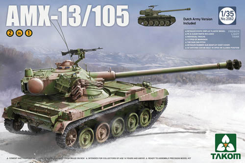 Takom 1/35 AMX-13/105 Light Tank Dutch Army 2 in 1 kit 02062