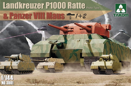 Takom 1/144 WWII Landkreuzer P1000 Ratte & Pz VIII Maus (1 + 2) 03001