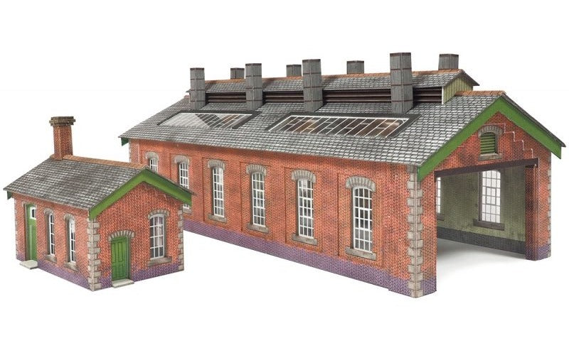 Metcalfe PN913 Double Engine Shed Red Brick - N Gauge Card Kit