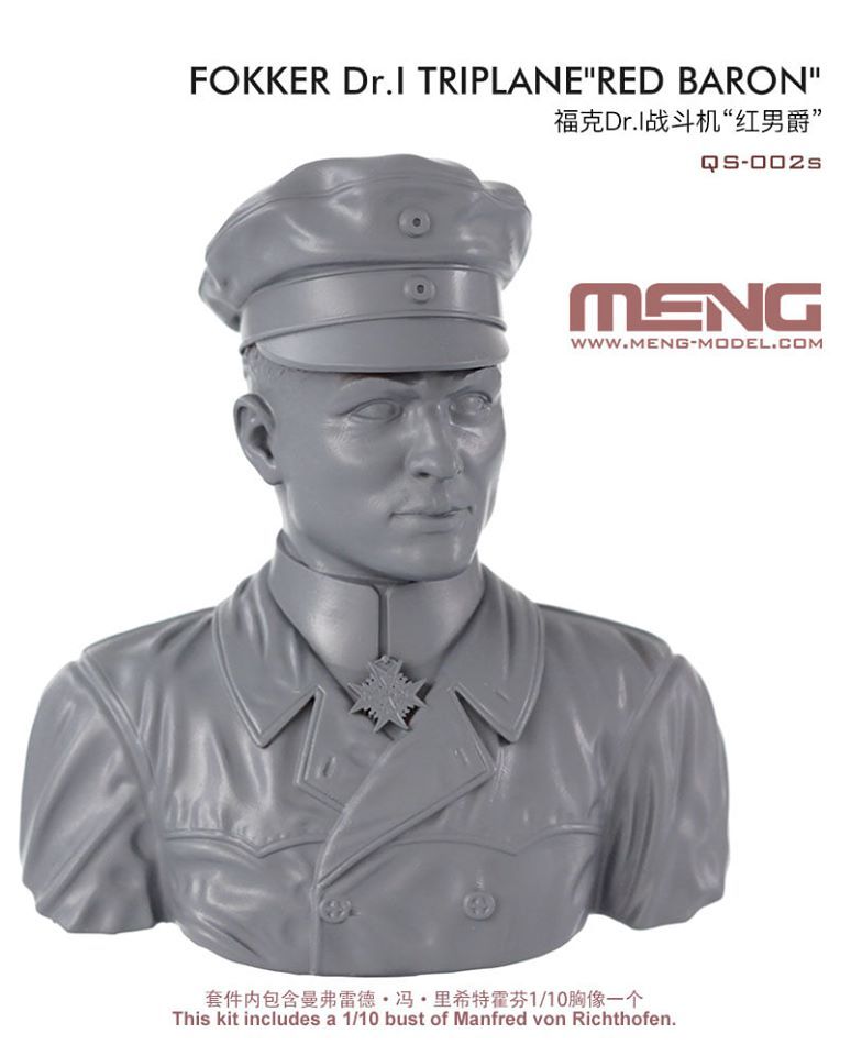 Meng 1/32 Fokker Dr.I Triplane (ex Wingnut Wings) with free 1/10 Resin Figure of Richthofen QS-002s