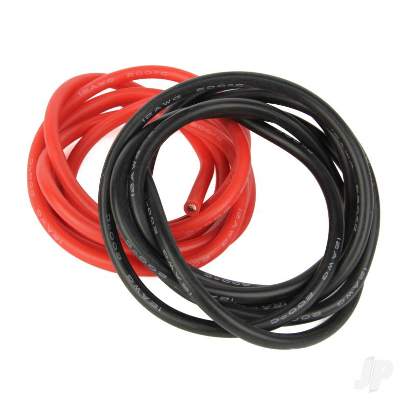 Silicone Wire 12ga 1062 Strand 2ft Red-Black