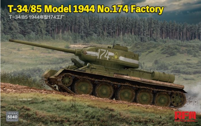 RYE FIELD RM5040 1/35 T-34/85 W/ WORKABLE TRACK LINKS Plastic Kit