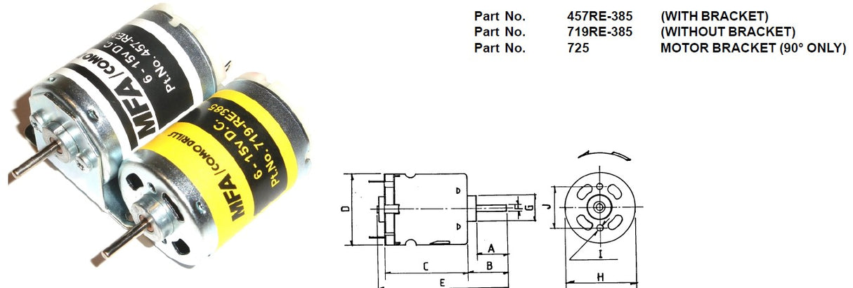 MFA COMO DRILLS 457RE385 12V DC brushed motor