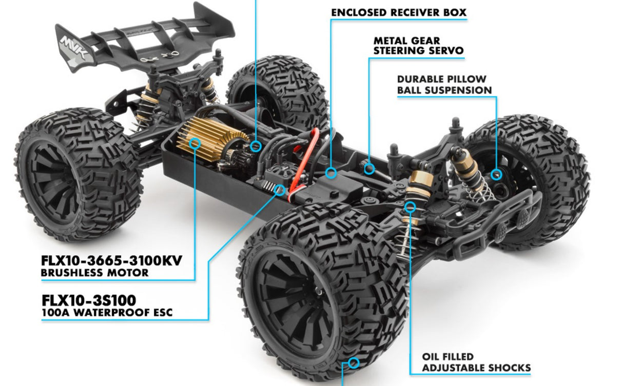 Maverick Quantum+XT Flux Ready to Run BrushlessStadium Truck - Blue/Grey