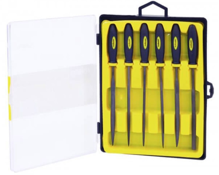 6 piece 140mm Needle File Set - With Rubber Grips