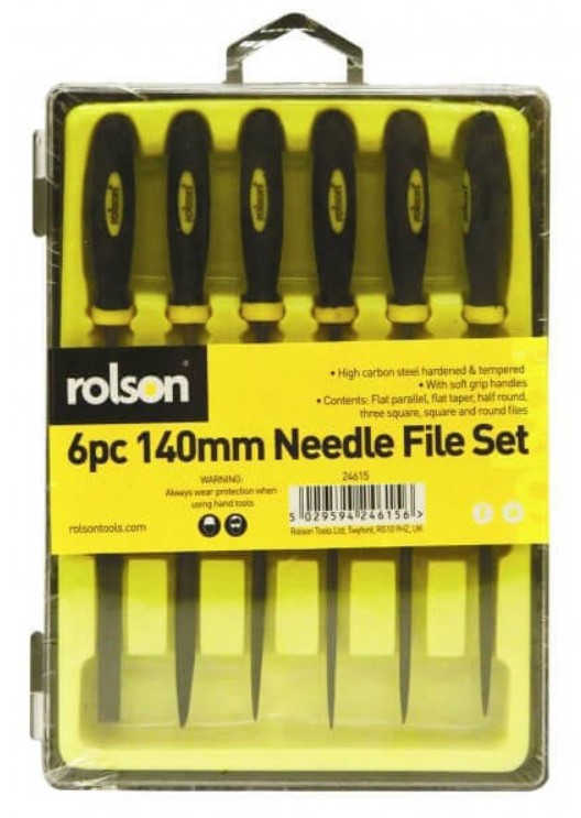 6 piece 140mm Needle File Set - With Rubber Grips
