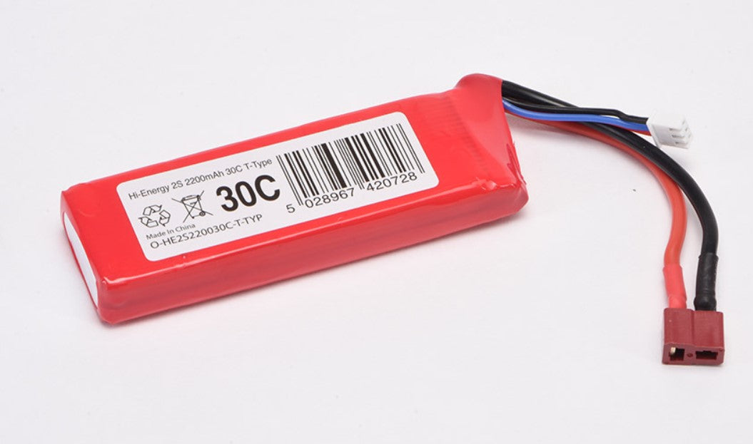Hi-Energy 2S 2200mAh 30C T-Type/Deans Connector