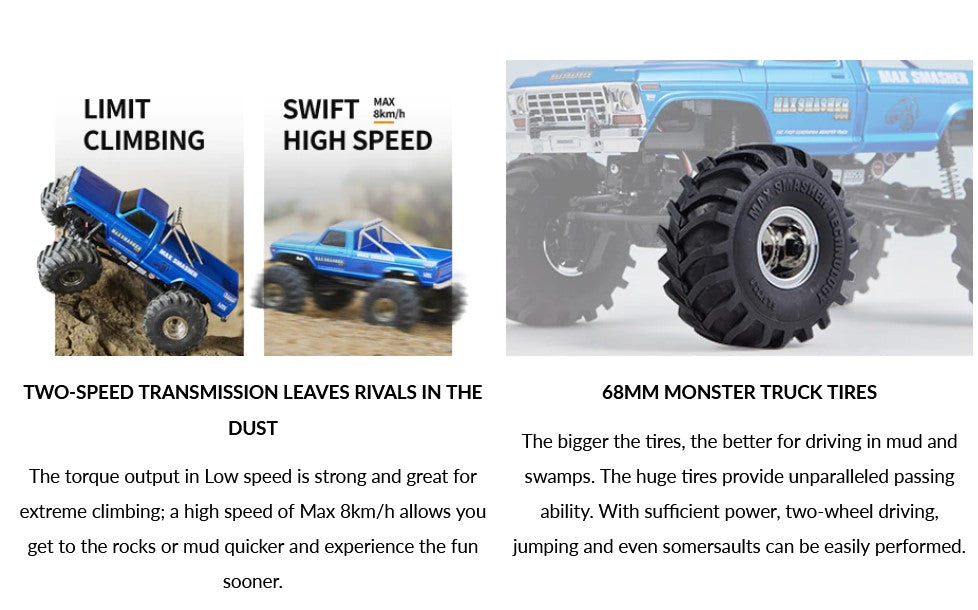 FMS 1:24 FCX24 Max Smasher Monster Truck RTR 4WD - Blue shell