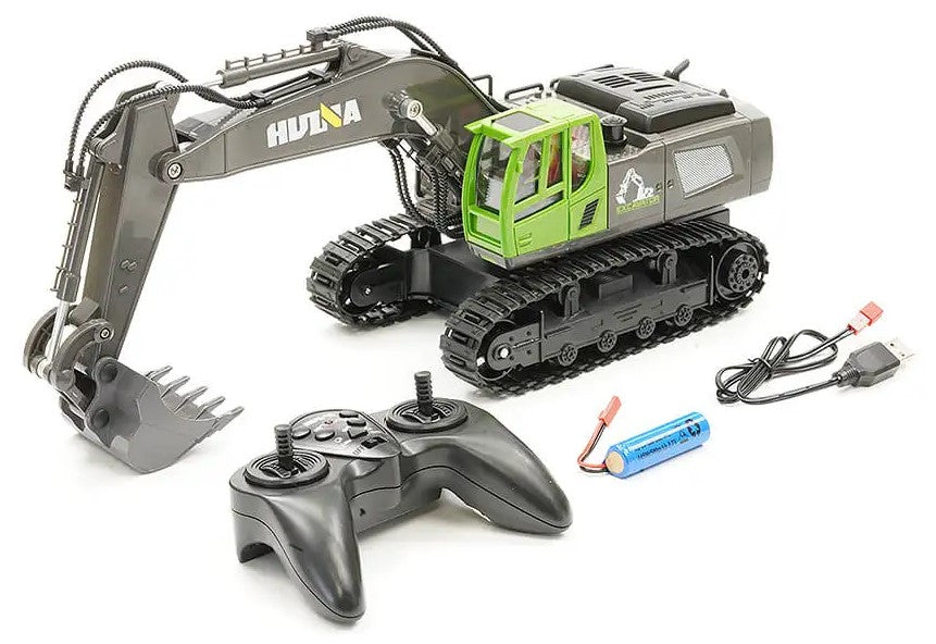 HUINA 2.4G 11CH RC EXCAVATOR GREEN With DIE CAST BUCKET