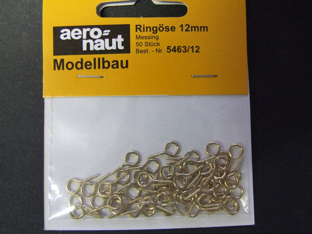 Aeronaut Brass Screw Eyes - 12mm