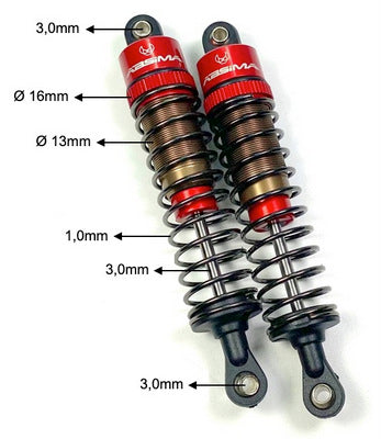 Absima 1:10 Aluminium Standard Dampers 75mm (set of 2)