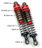 Absima 1:10 Aluminium Standard Dampers 95mm (set of 2)