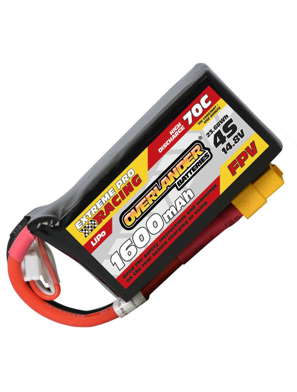 1600mAh 14.8V 4S 70C FPV Lipo Battery (Deep Shape)