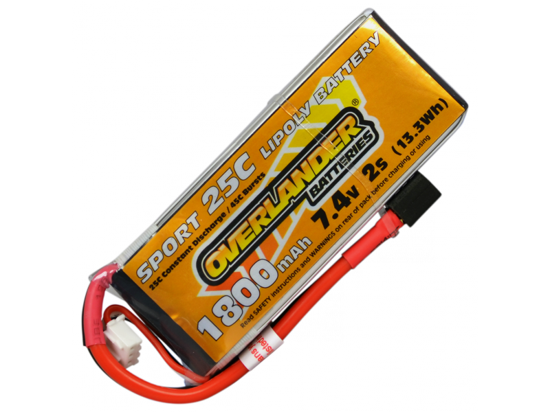1800mAh 2S 7.4v 25C Lipo Overlander Sport - SKU 2994