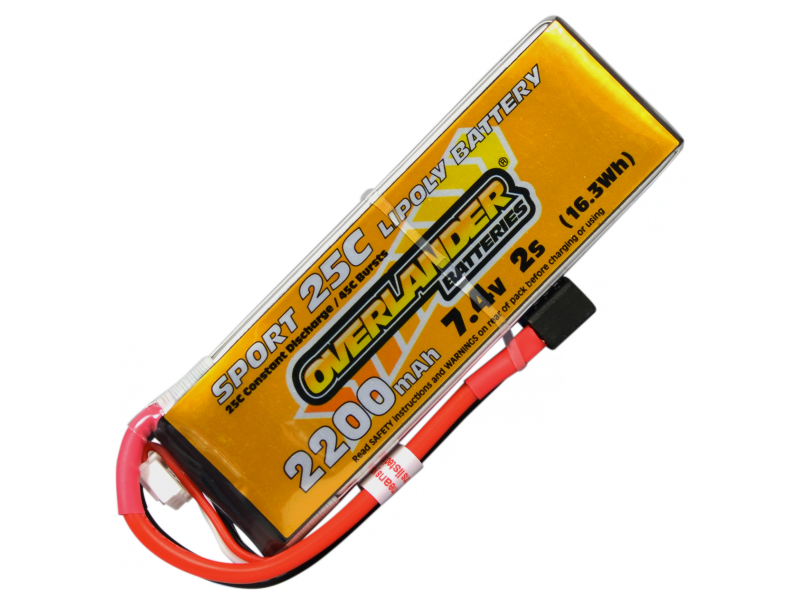 2200mAh 2S 7.4v 25C Lipo Overlander Sport - SKU 2964