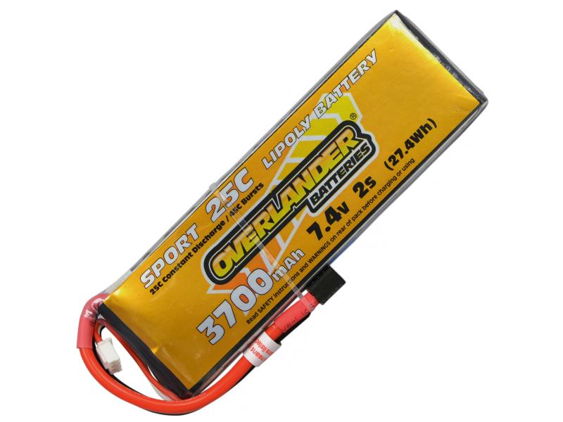 3700mAh 2S 7.4v 25C Lipo Overlander Sport - SKU 2969