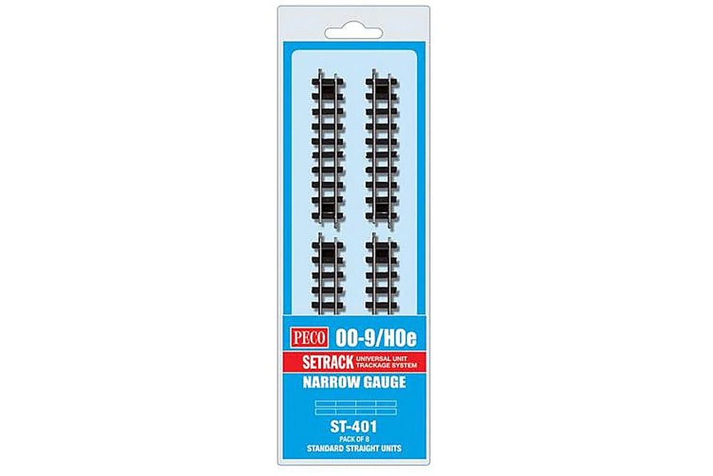 Peco ST-401 Setrack 00-9/H0e Code 80 Standard Straight - 8 pieces