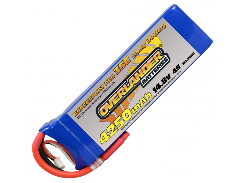 Overlander Super Sport 4250mAh 4S 14.8v 35C Lipo Battery - Deans