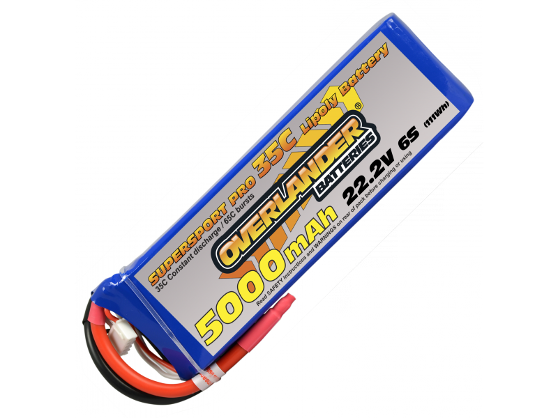 Overlander Super sport 5000mAh 6s 22.2v 35C LiPo Battery - XT90